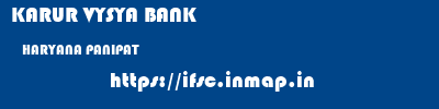KARUR VYSYA BANK  HARYANA PANIPAT    ifsc code
